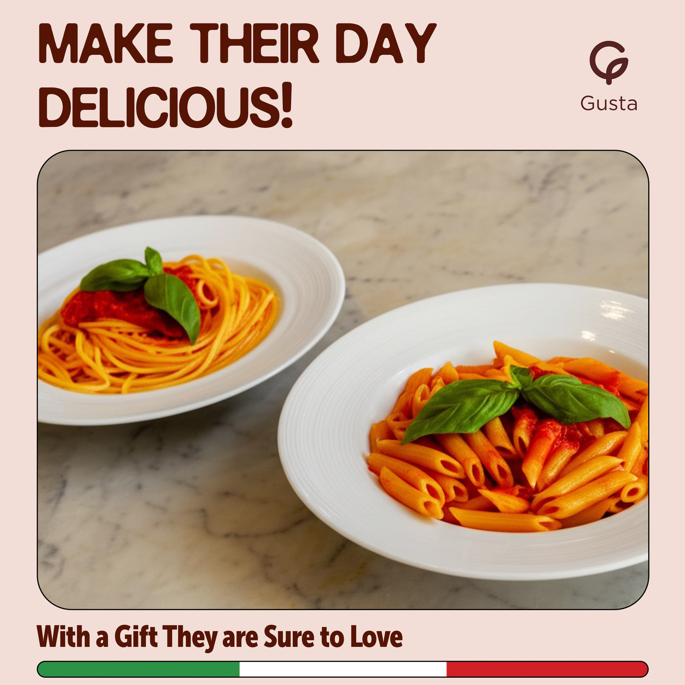 Gusta pasta gift basket packaging