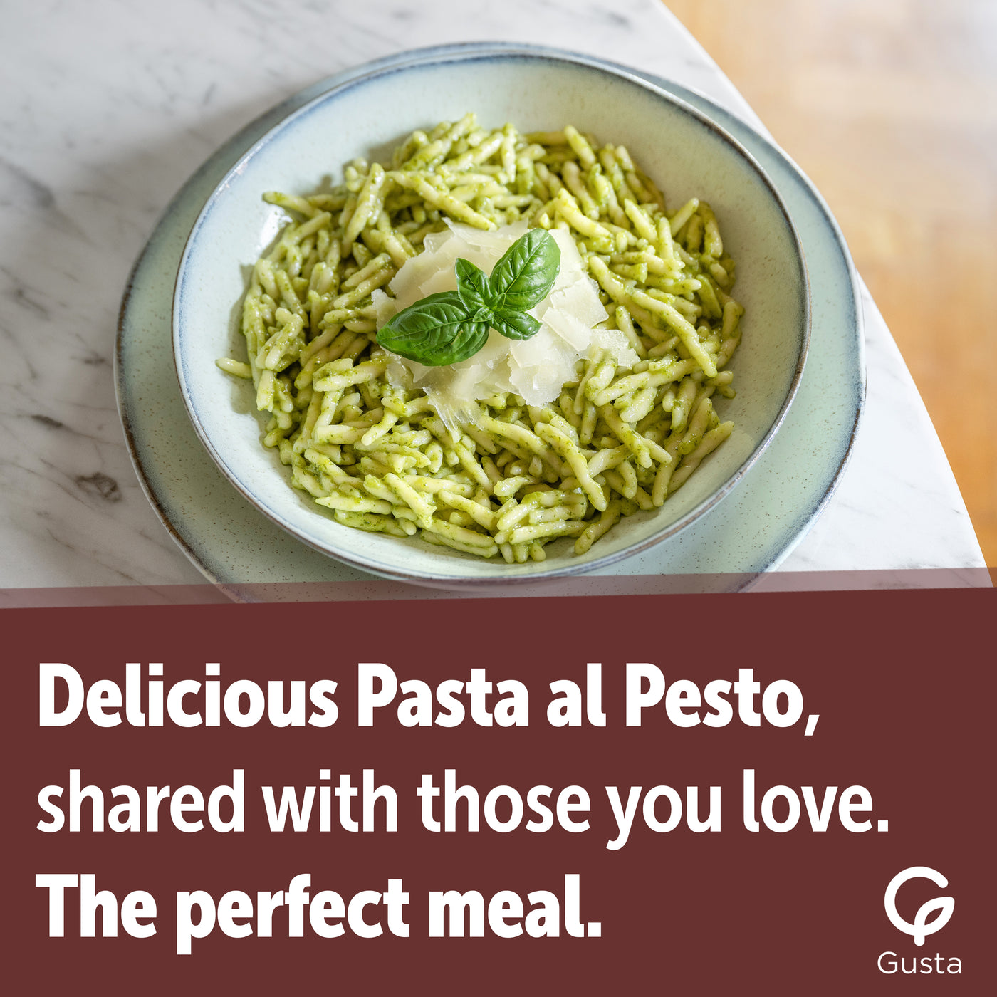 Gusta trofie al pesto meal kit back label