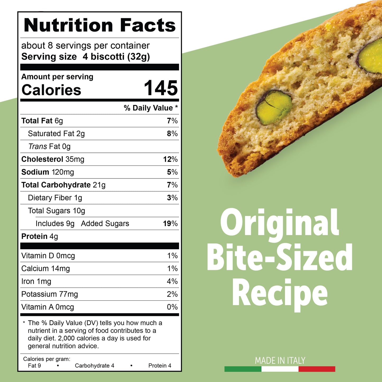 Gusta Authentic Biscotti Cookies Made in Tuscany, Italy - Pistachio