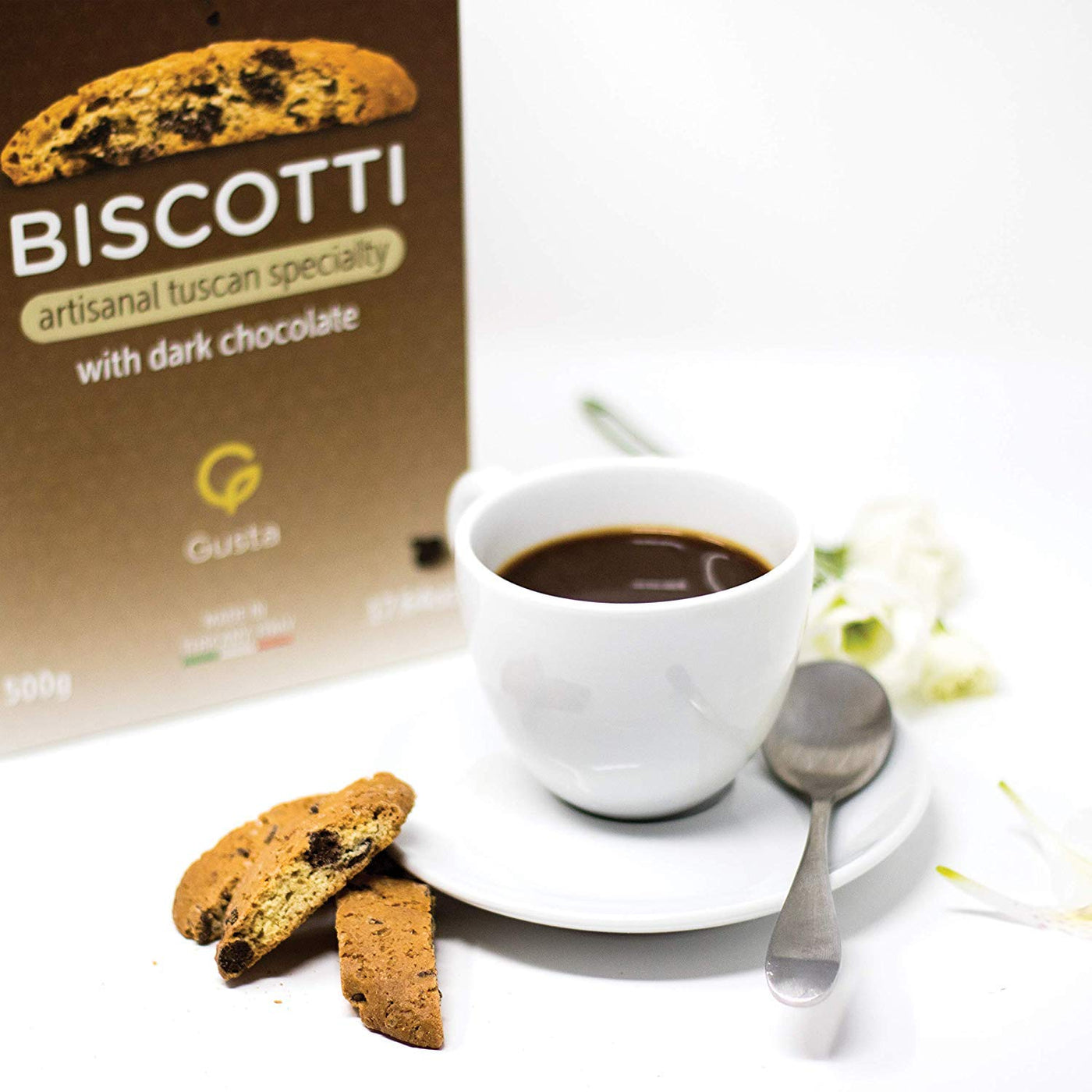 Gusta authentic chocolate biscotti packaging