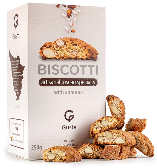 Gusta Authentic Biscotti Cookies Made in Tuscany, Italy - Classic Almond