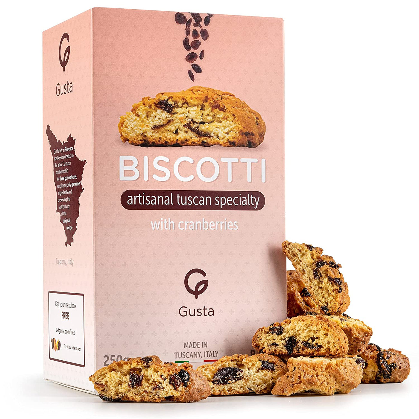 Gusta cranberry biscotti cookies close-up