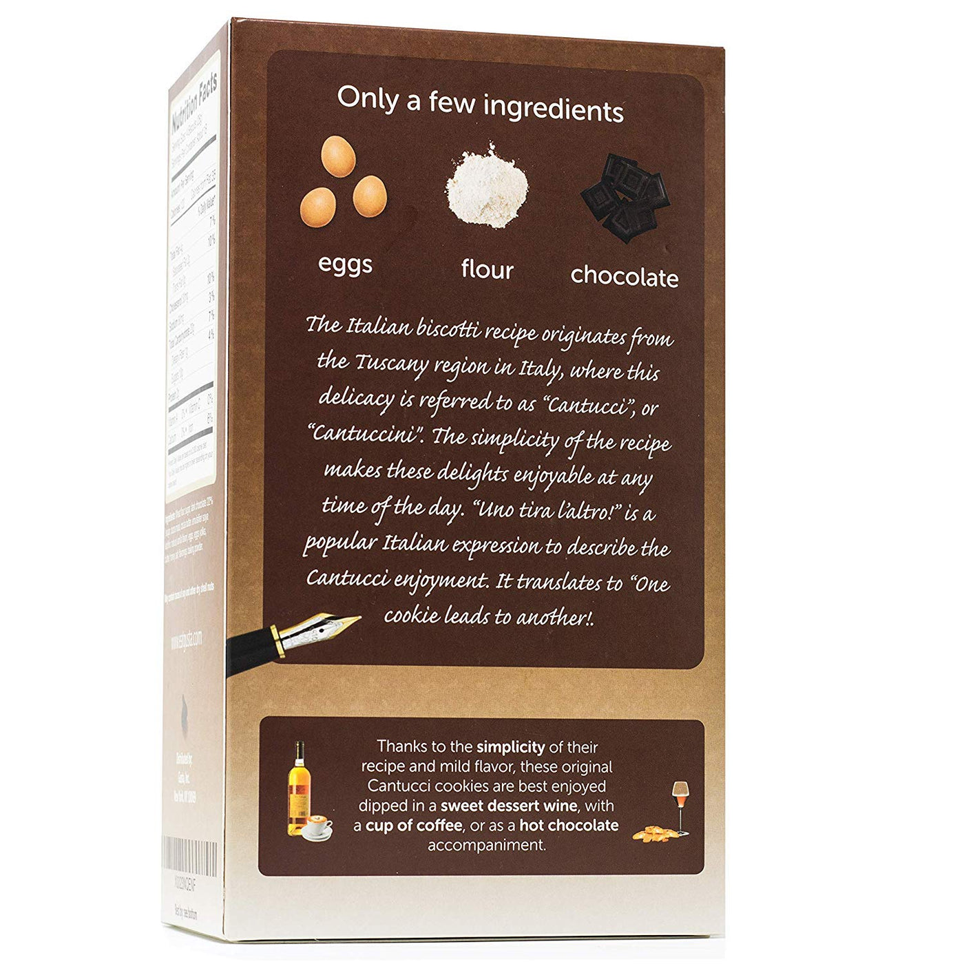 Gusta Italian chocolate biscotti with coffee