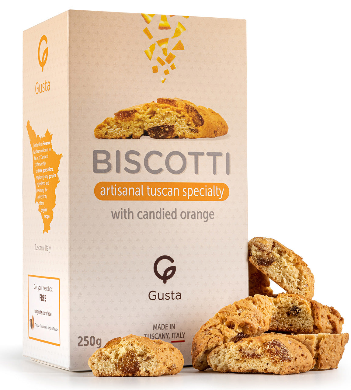 Gusta orange biscotti cookies close-up