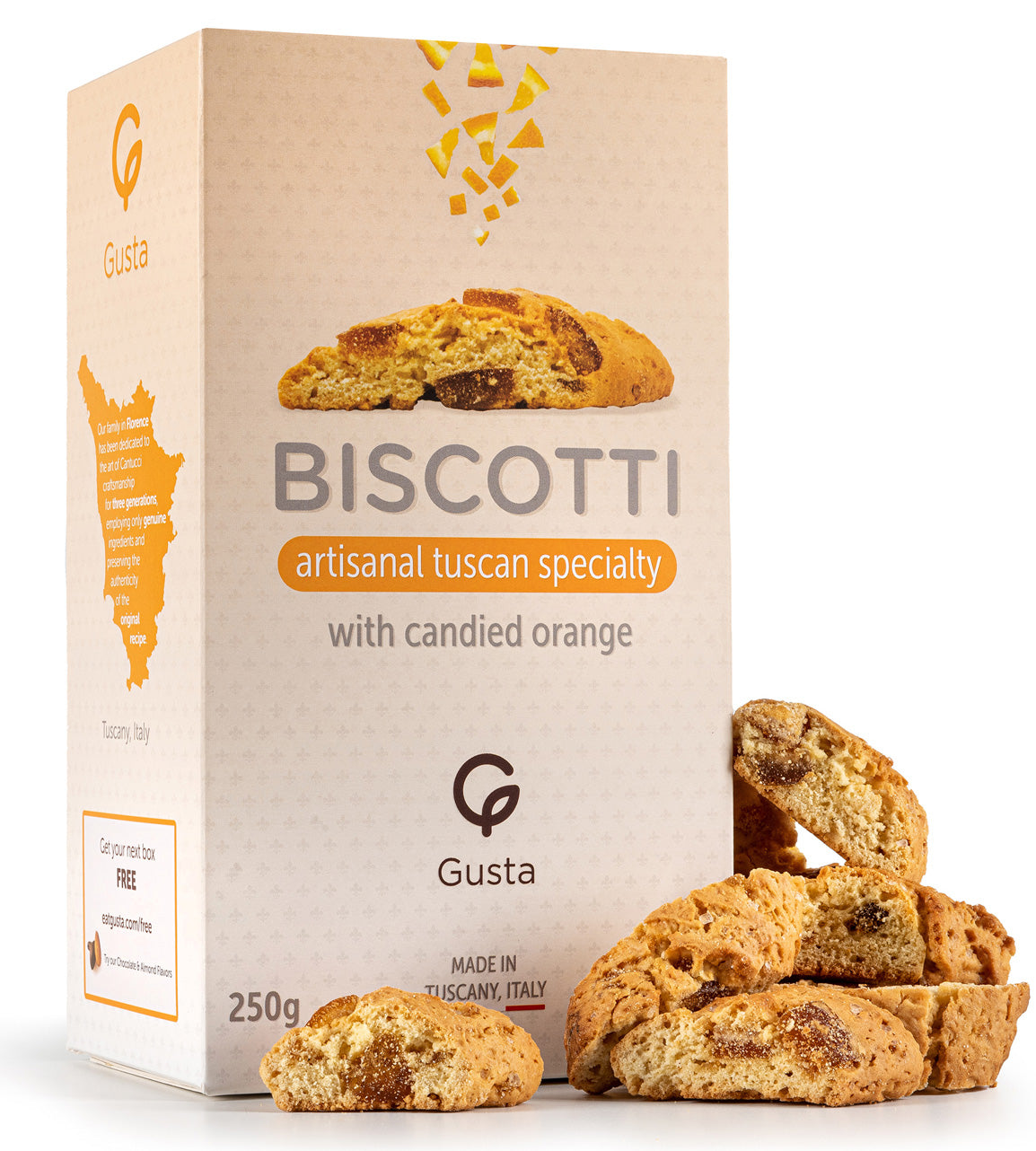 Gusta Authentic Biscotti Cookies Made in Tuscany, Italy - Orange