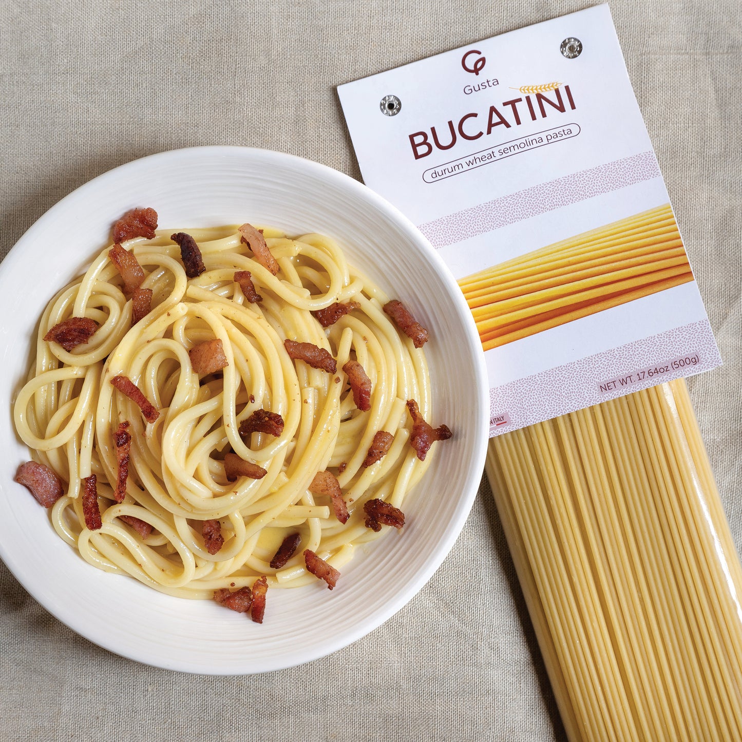 Gusta Bucatini Pasta - USDA Organic - Non-GMO Durum Wheat Semolina