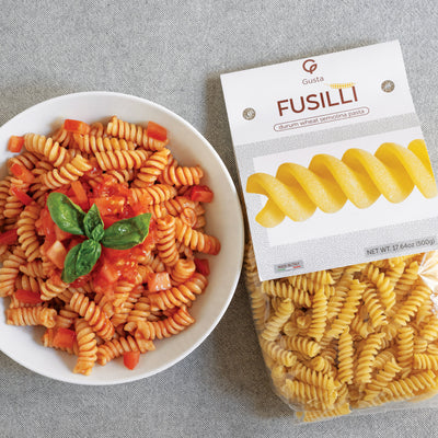 Gusta Fusilli pasta package made in Italy