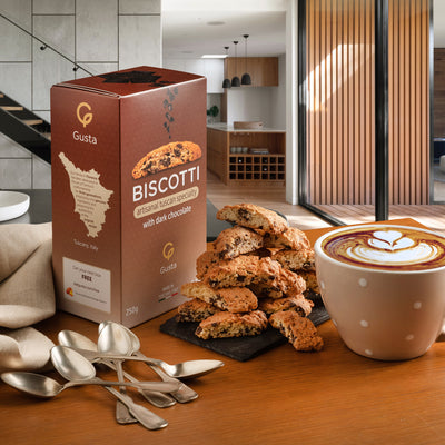 Gusta Chocolate Biscotti box made in Tuscany Italy