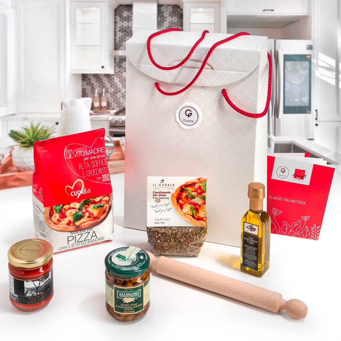 Gusta Gourmet Gift Basket - Premium Italian Products - Made in Italy - Home Pizza Kit