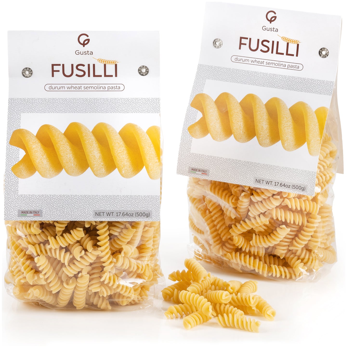 Gusta Fusilli Pasta - USDA Organic - Non-GMO Durum Wheat Semolina