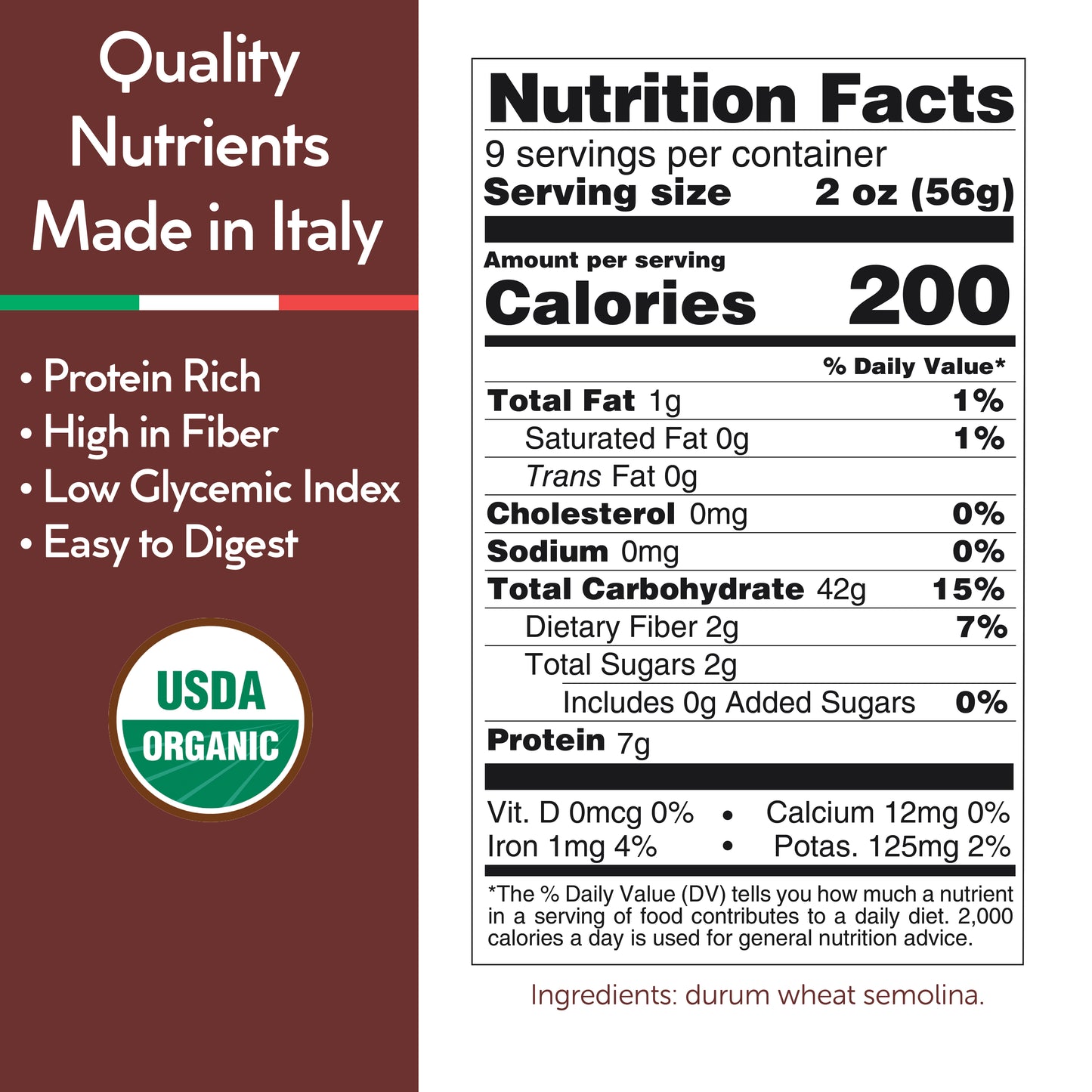 Gusta Variety Pack Pasta - USDA Organic - Non-GMO Durum Wheat Semolina