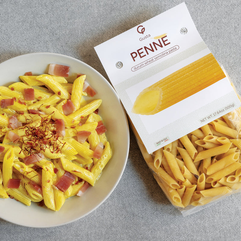 Gusta Penne Rigate pasta package made in Italy